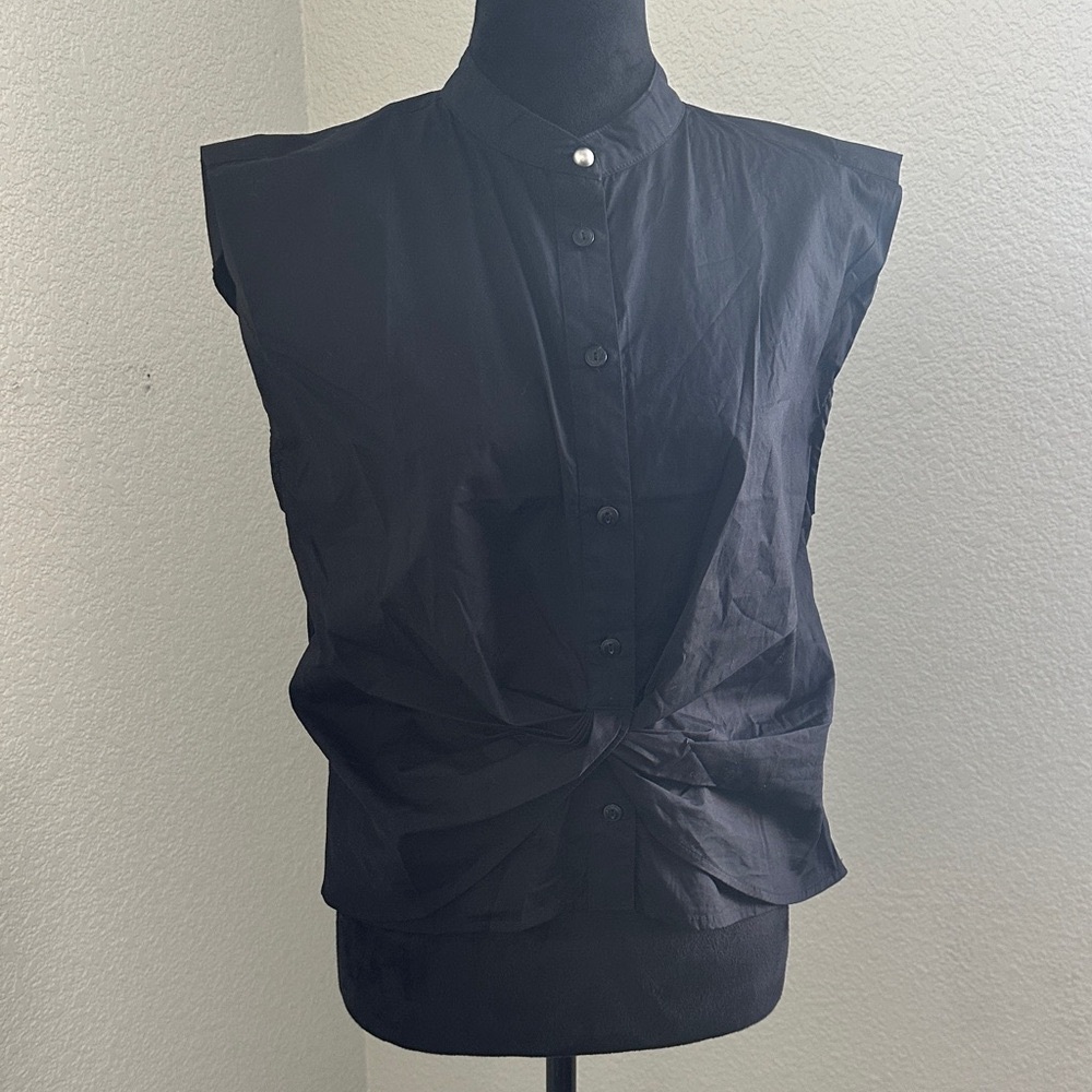 Jason Wu Black Sleeveless Button-Down Shirt - Picture 3 of 8